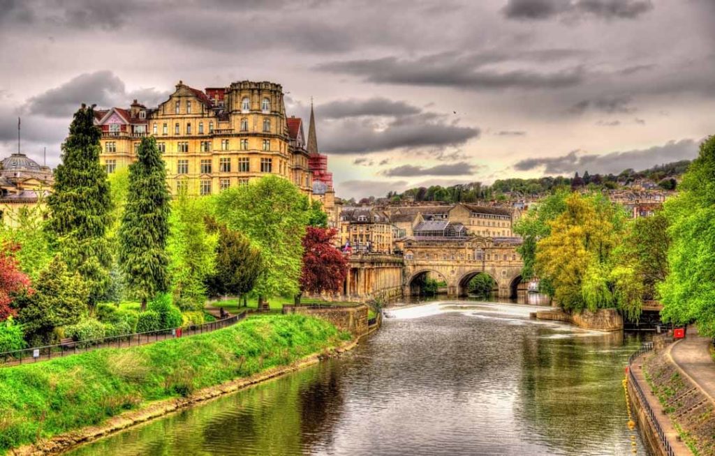View Of Bath Town Over The River Avon England